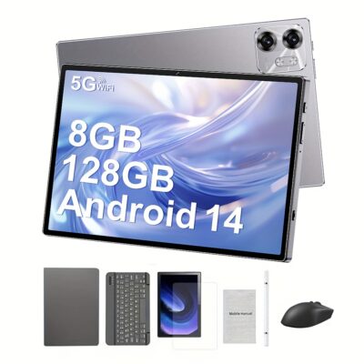 جهاز لوحي 10.1 بوصة 14 5G/4G LTE، ذاكرة وصول عشوائي 8 جيجابايت، سعة تخزين 128 جيجابايت، بطارية 6800 مللي أمبير، شريحتين، قلم ستايلس، متوافق مع لوحة المفاتيح والماوس، شاشة AMOLED عالية الدقة، سريع، جهاز لوحي لـ s & (حزمة هدايا)